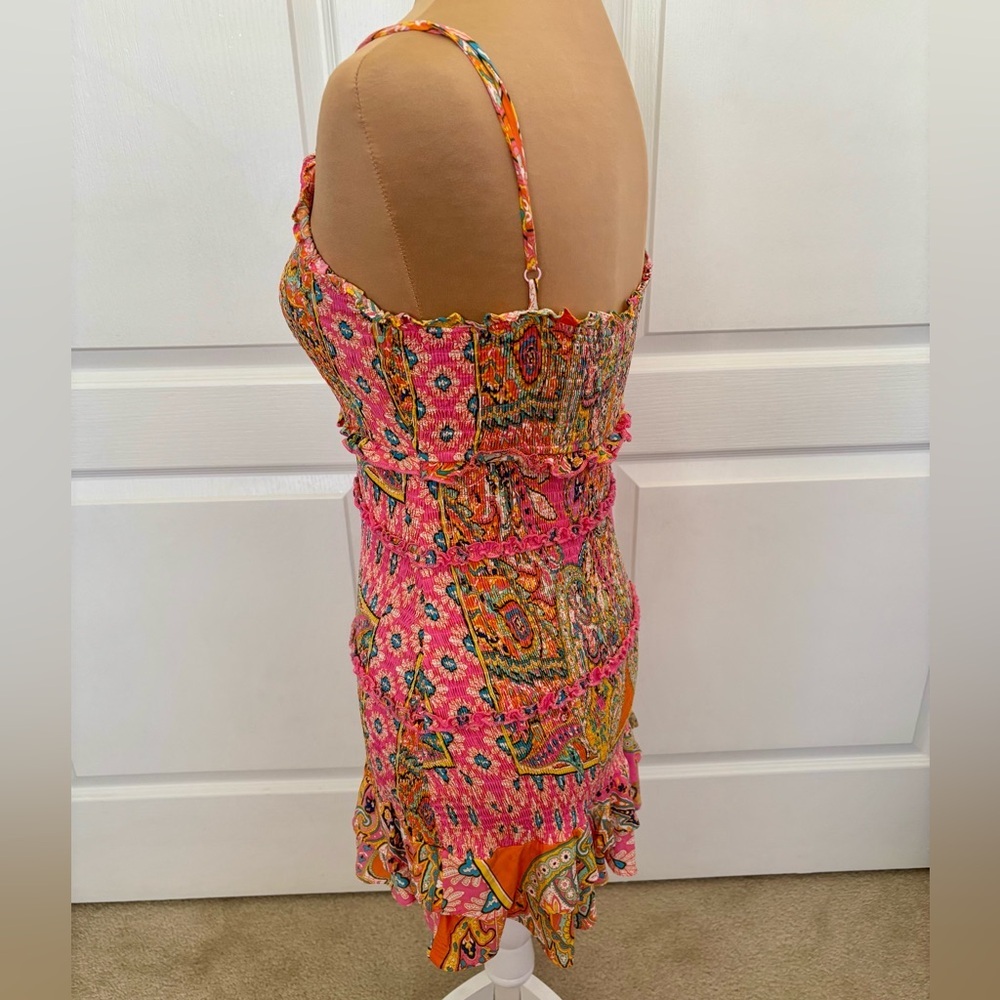 Olivaceous Multicolor Smocked Mini Dress | Size M - Picture 8 of 11